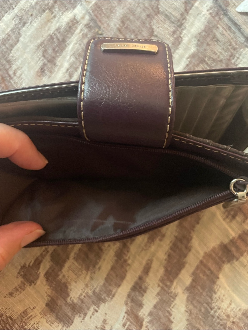 Nine West Deep Plum Leather Snap Wallet - Picture 4 of 6